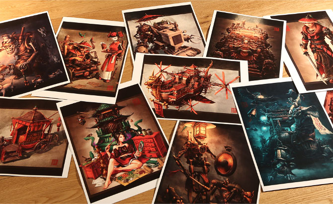 Asian steampunk art prints from Imperial Steam and Light series.
