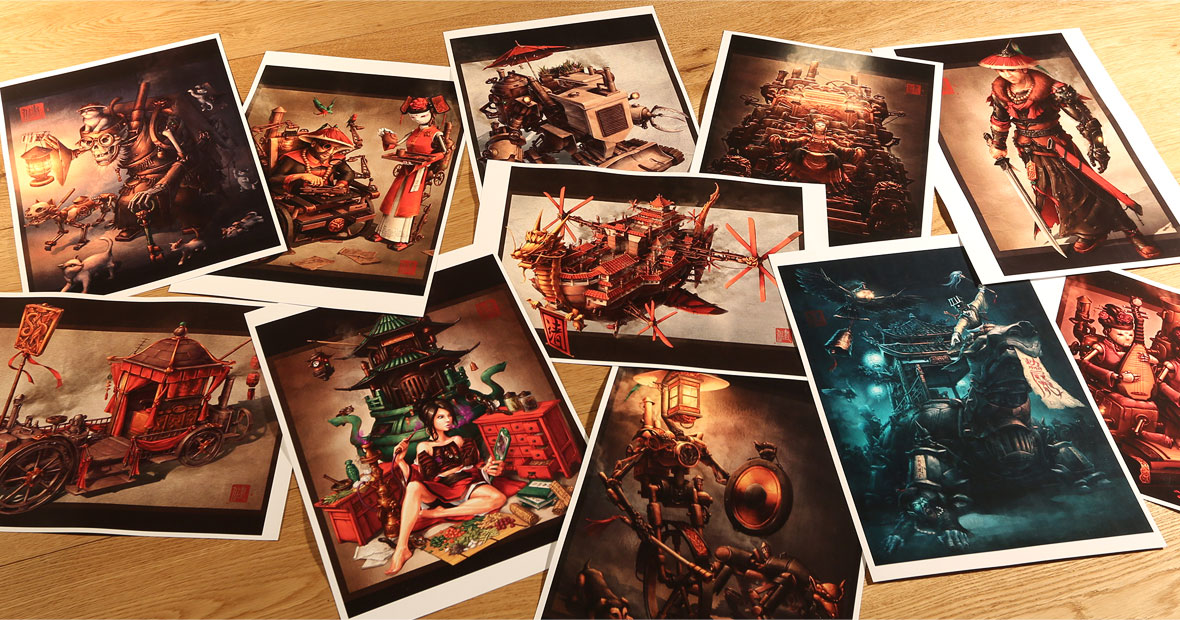 Chinese steampunk art prints from Imperial Steam and Light series.
