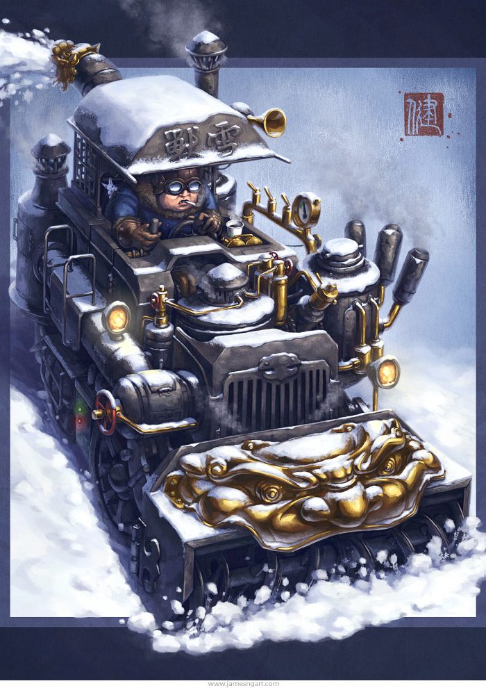 Chimera Chinese steampunk snowblower concept art.