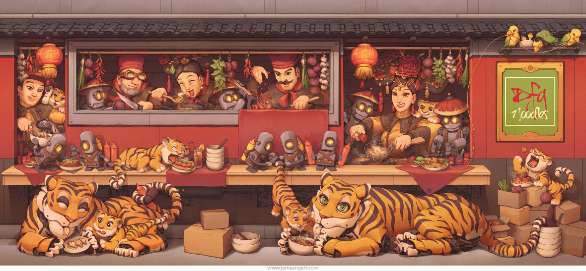 Steampunk Foodtruck by illustrator James Ng.