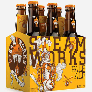 Steamworks Branding beer design.