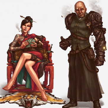 Gambling Den steampunk character art.