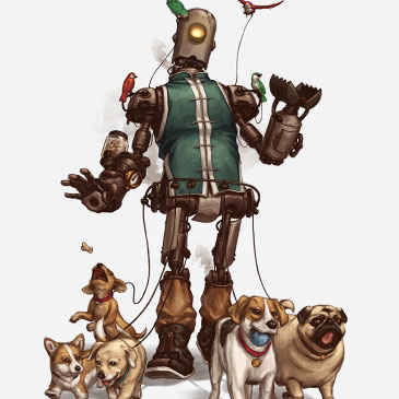 Pet Walker steampunk illustration.